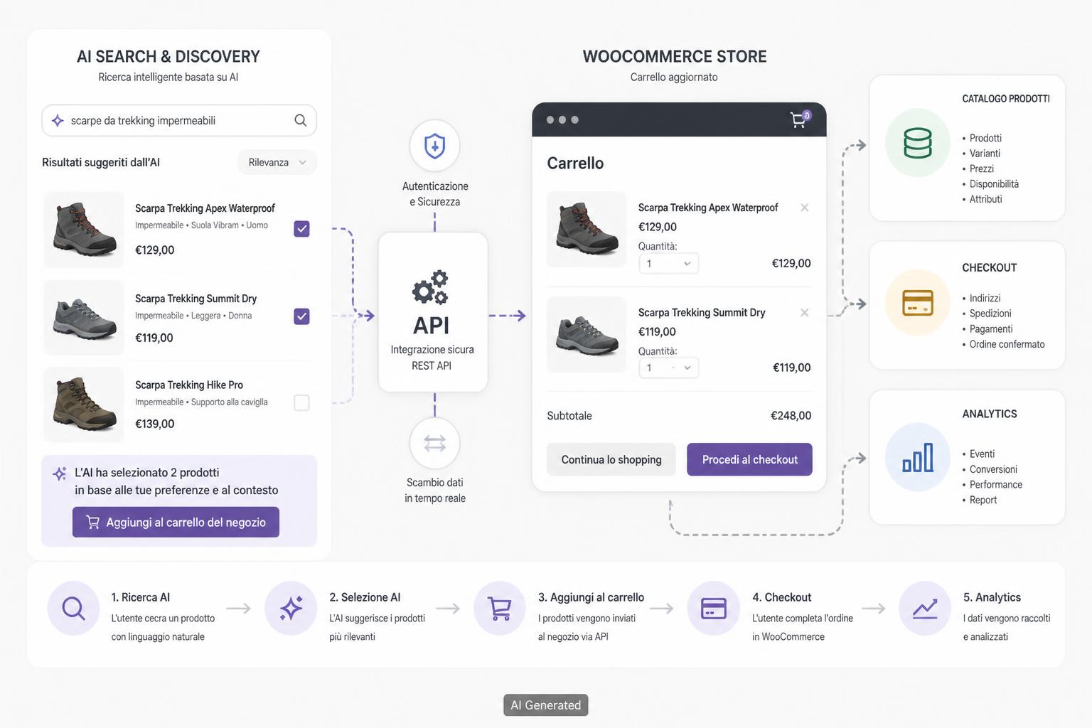 Flusso di trasferimento del carrello da Google a un negozio WooCommerce