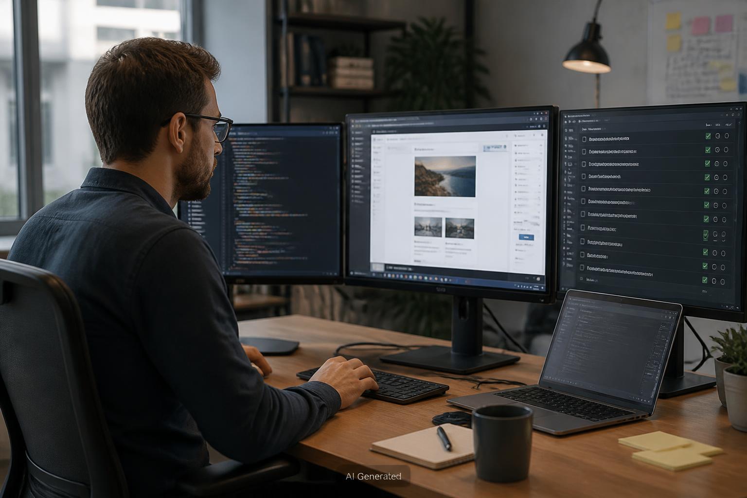 Sviluppatore durante i test preliminari di WordPress 7.2 in un ambiente di staging